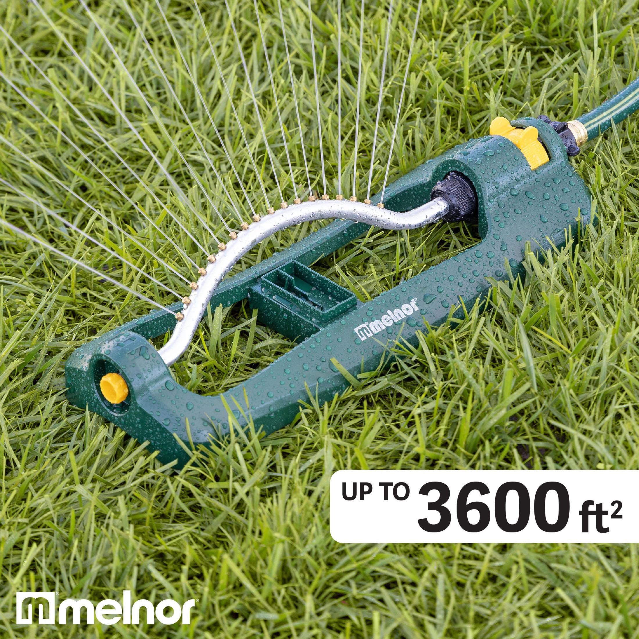 Melnor Turbo Oscillating Sprinkler in garden setting