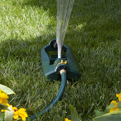 Melnor Turbo Oscillating Sprinkler side view showing adjustable range