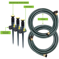 Melnor watering set setup in a garden watering area