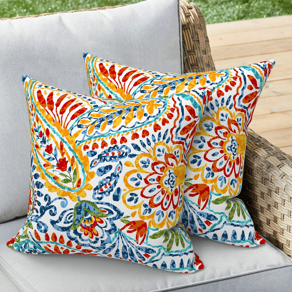 Melody Elephant 16x16 inch pillow cover showing water-repellent features