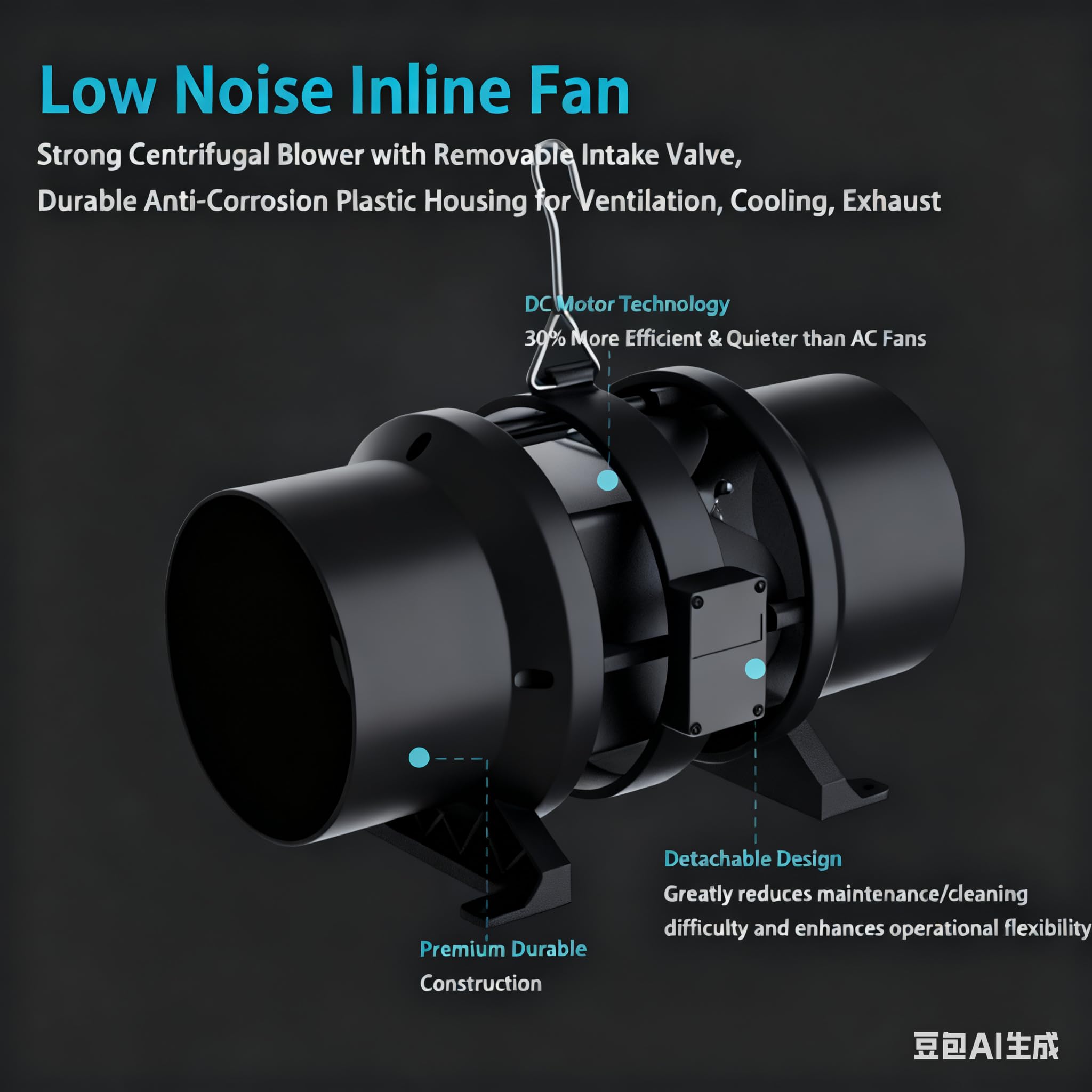 MELONFARM 6-inch Inline Duct Fan with E12 Speed Controller