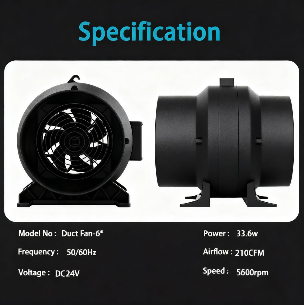 MELONFARM Inline Duct Fan dimensions and specifications