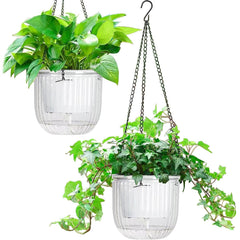 Melphoe 2 Pack Self Watering Hanging Planters, White