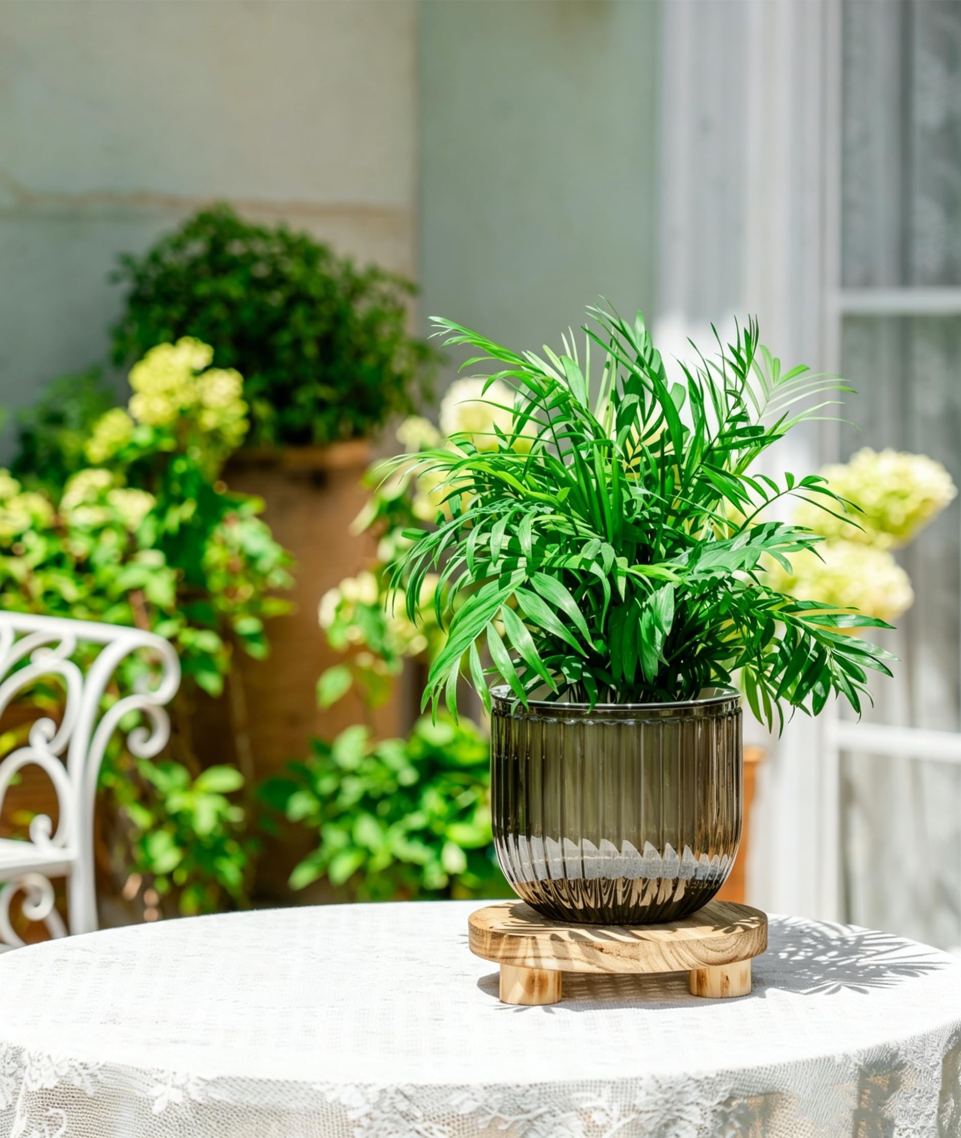 Melphoe gray hanging planter on kitchen windowsill