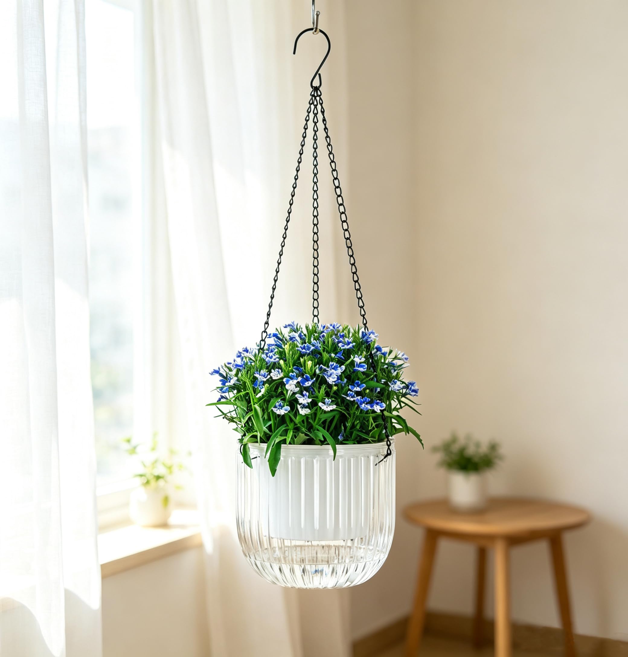 Melphoe hanging planter with visible water level indicator