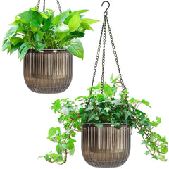 Melphoe self watering hanging planter gray front view