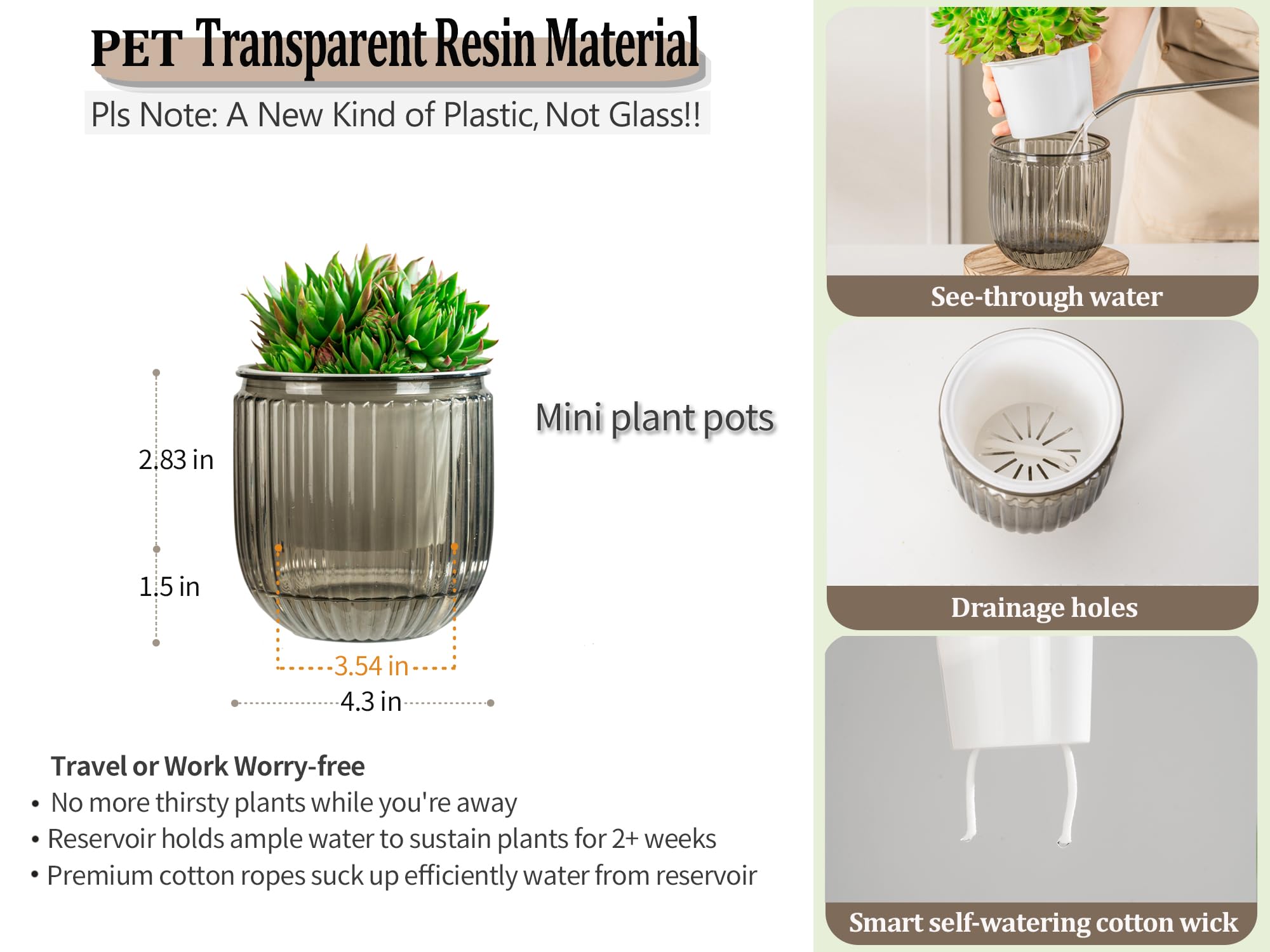 Melphoe Self Watering Pots 2 Pack packaging