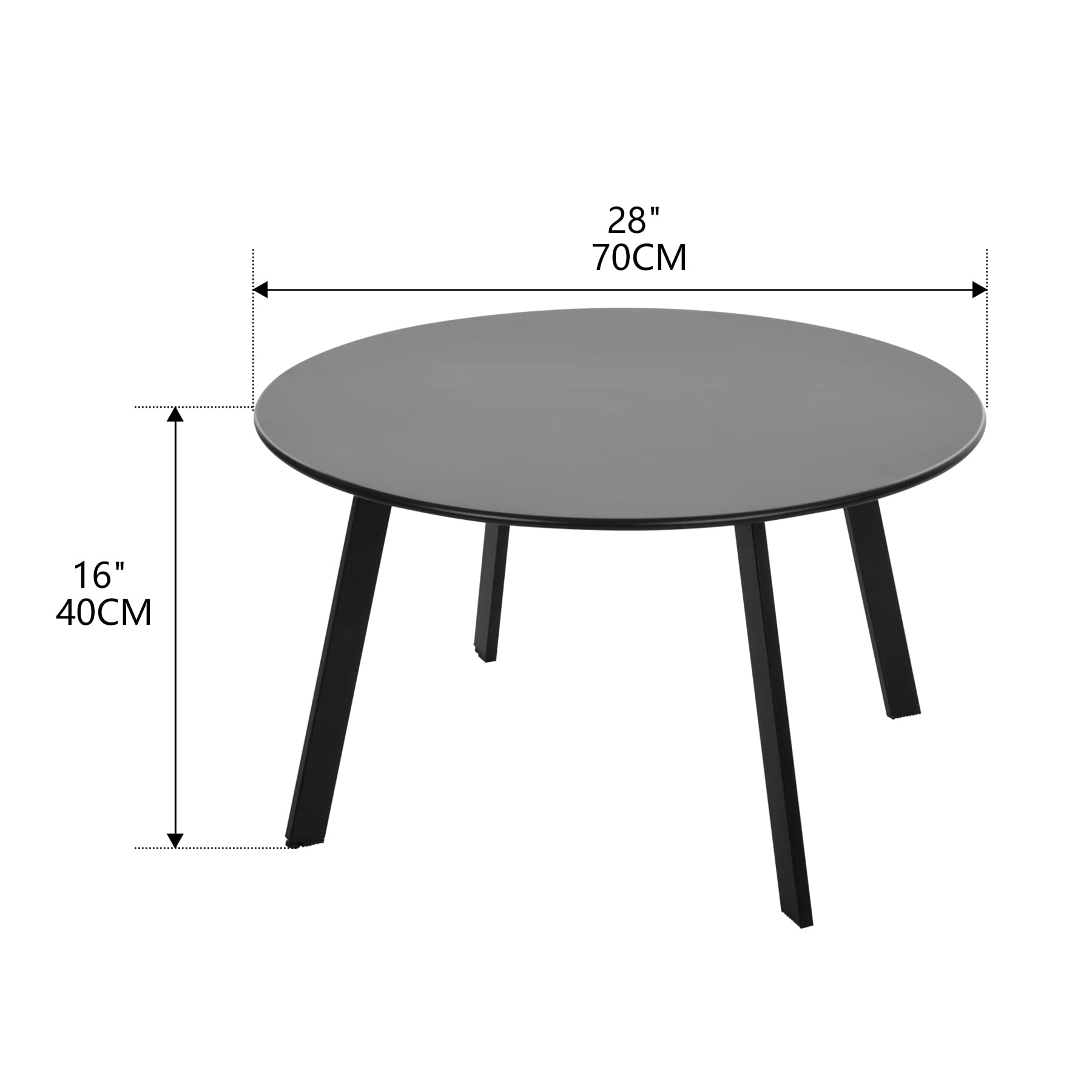 Meluvici Outdoor Side Table black round metal in a garden setting