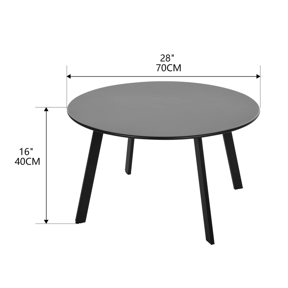 Meluvici Outdoor Side Table black round metal in a garden setting