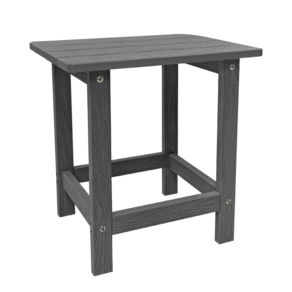Meluvici Outdoor Side Table in grey, front view