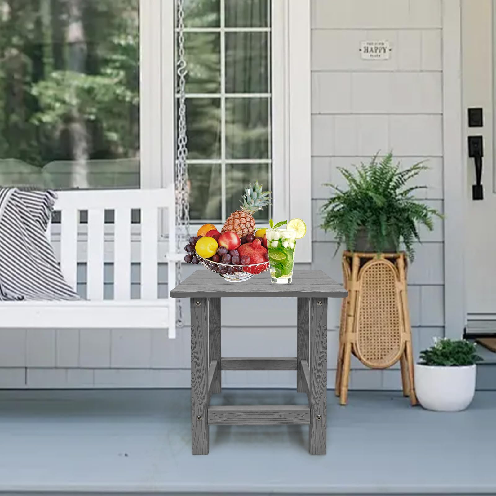 Meluvici Outdoor Side Table set on a patio