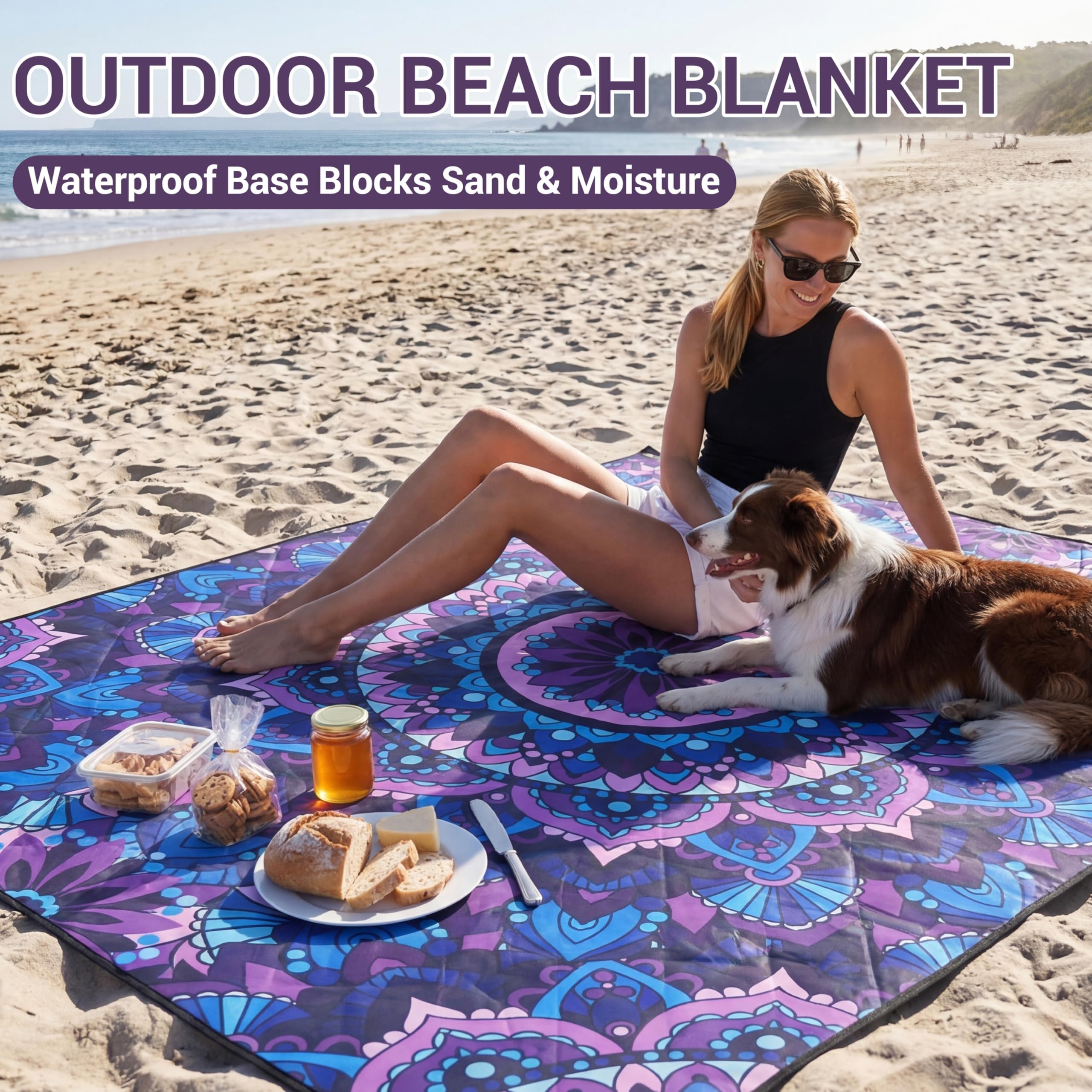 MemKiya blanket displayed on a sandy beach setting