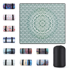 memKiya Extra Large Picnic Blanket 80x80" Green Mandala front view
