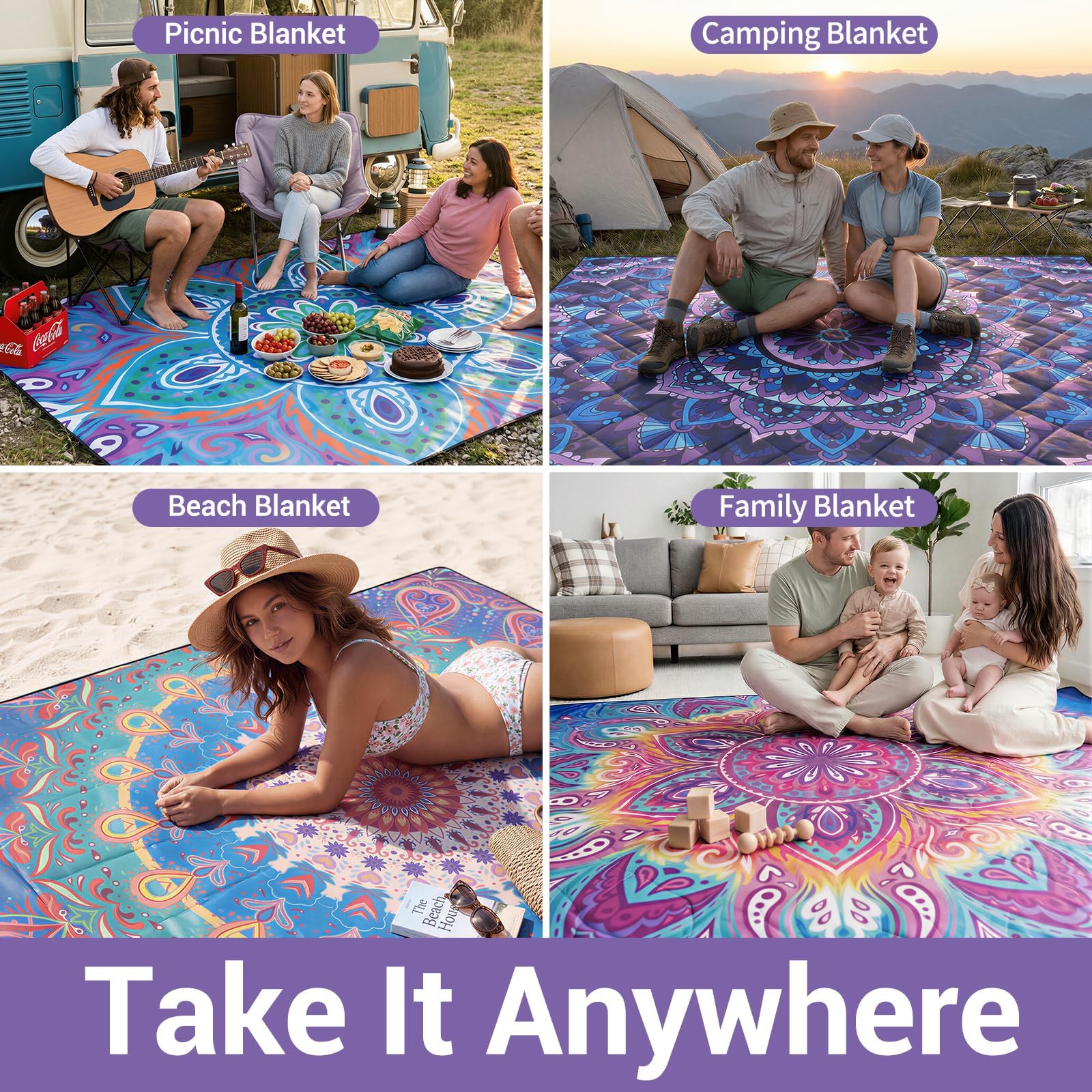 memKiya picnic blanket in outdoor camping setting