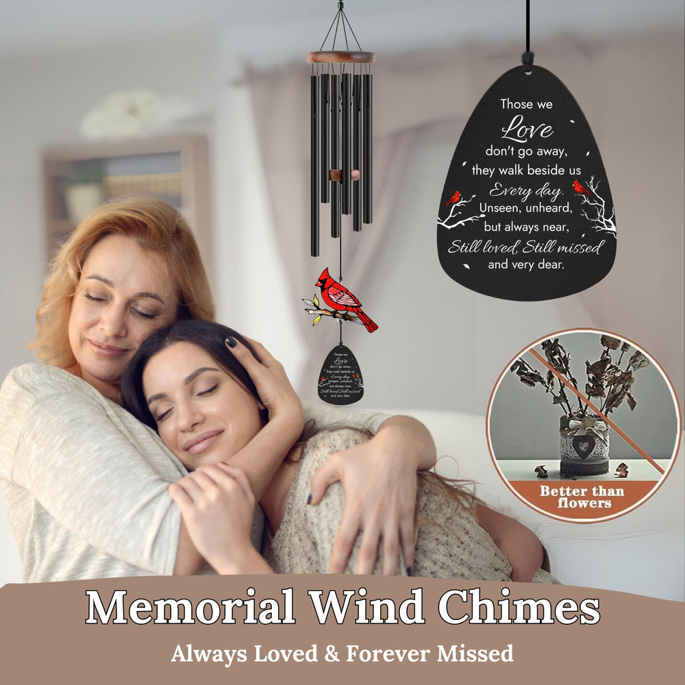 Memorial wind chimes displayed in a garden setting