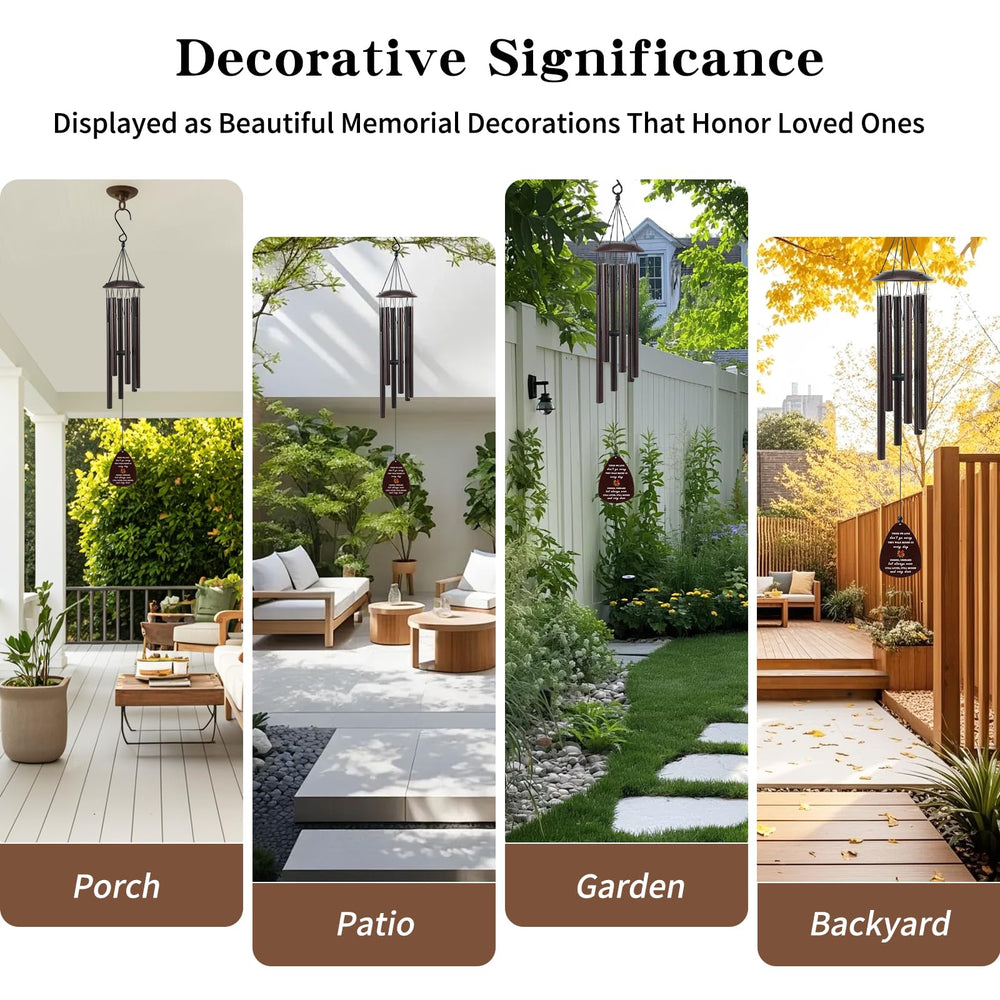 Memorial Wind Chimes displayed on a patio with greenery