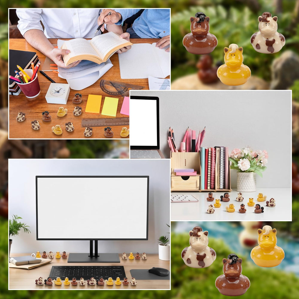 Memorywuu 72 Pcs mini horse duck figurines in themed party setup