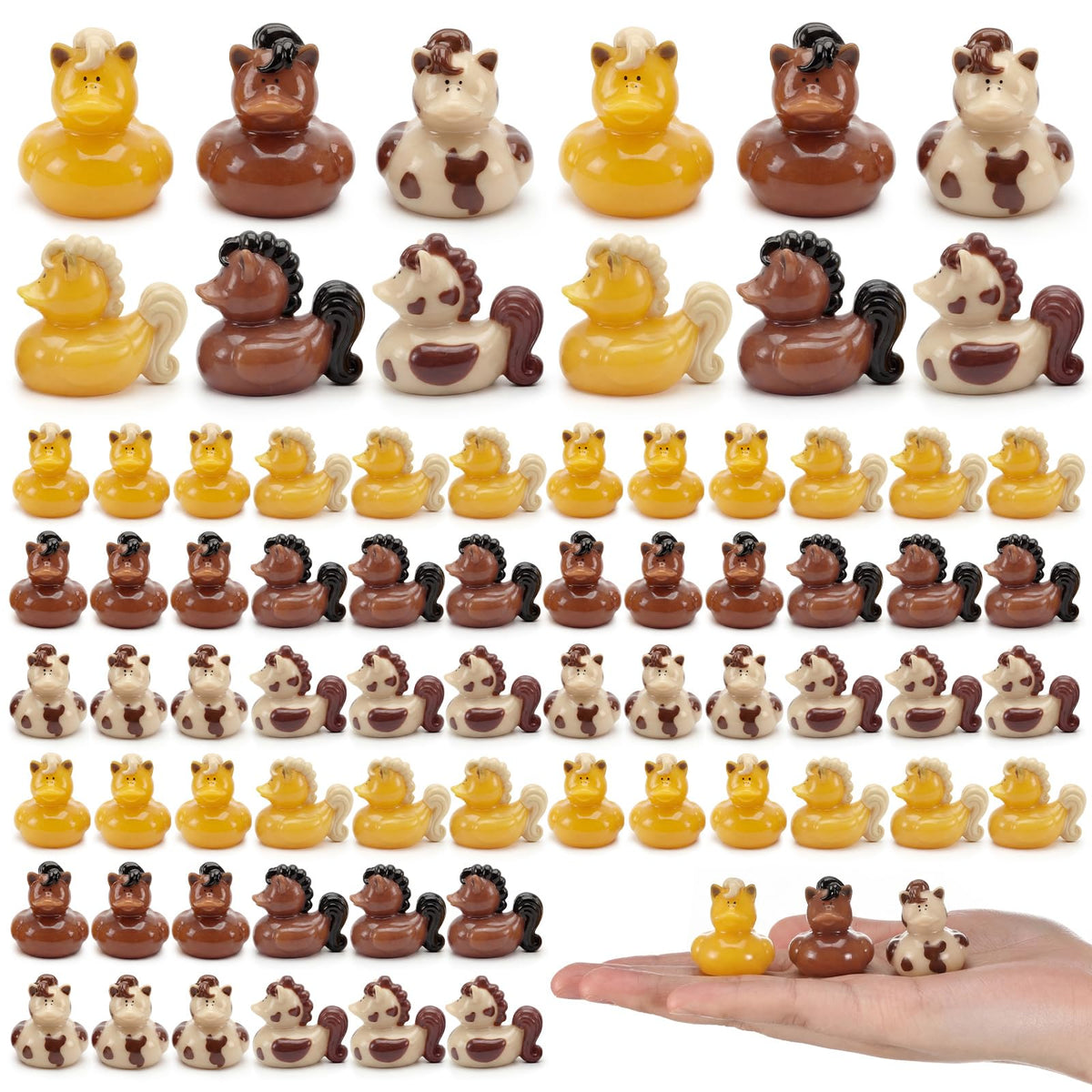 Memorywuu 72 Pcs Mini Horse Duck Figurines set in various poses