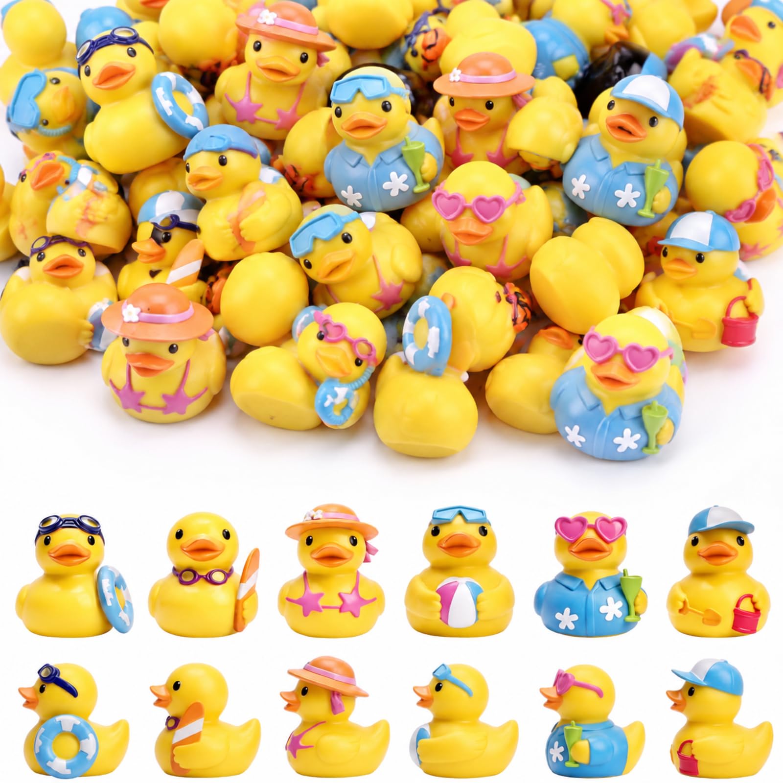Memorywuu 72 Pcs Mini Resin Ducks in colorful designs