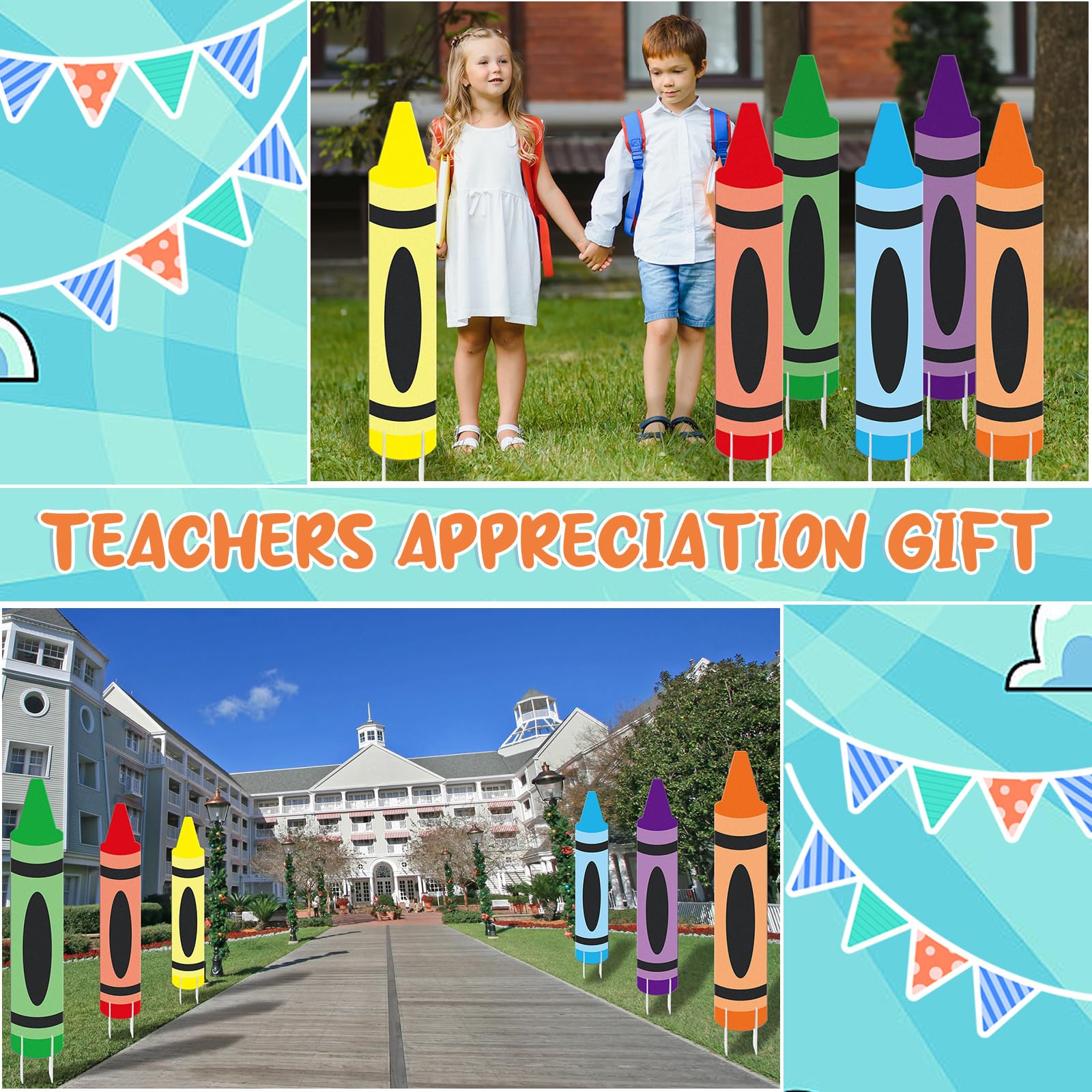 Memorywuu crayon yard signs set up for back to school event