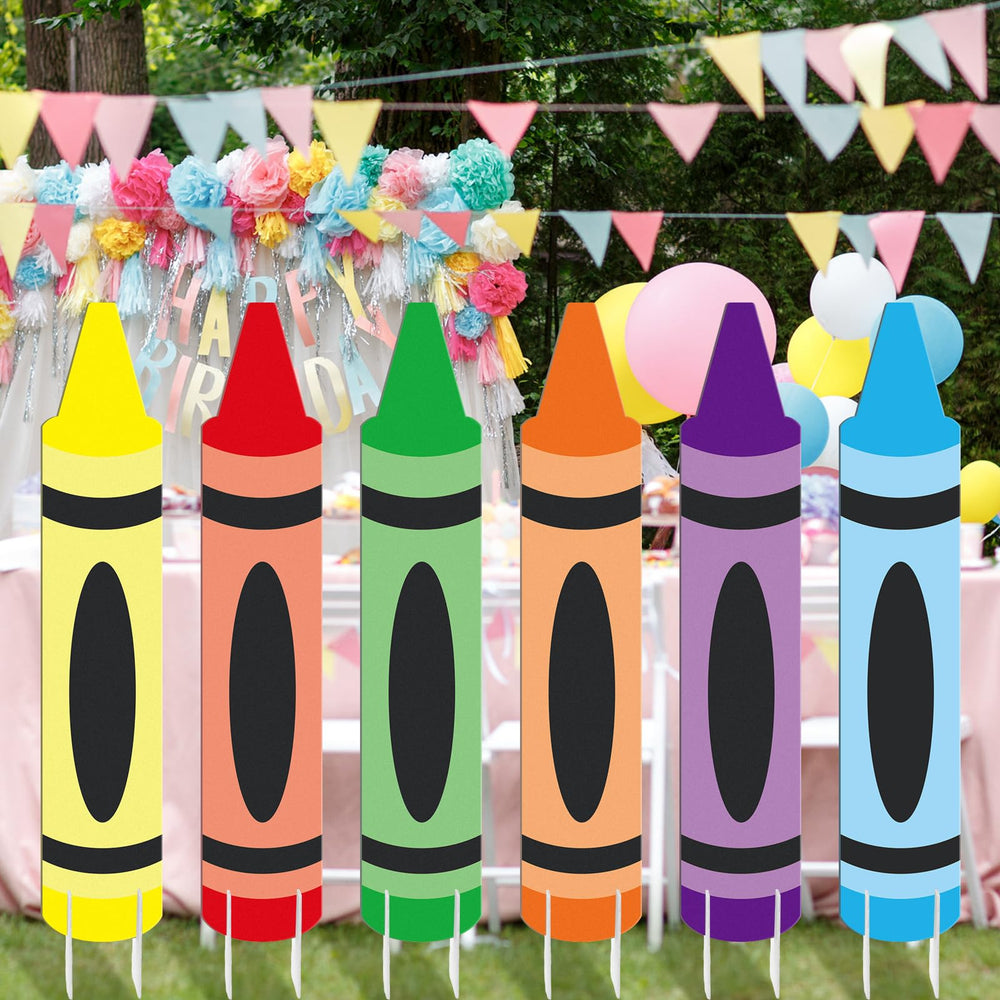 Memorywuu crayon yard signs showcasing vibrant colours indoors