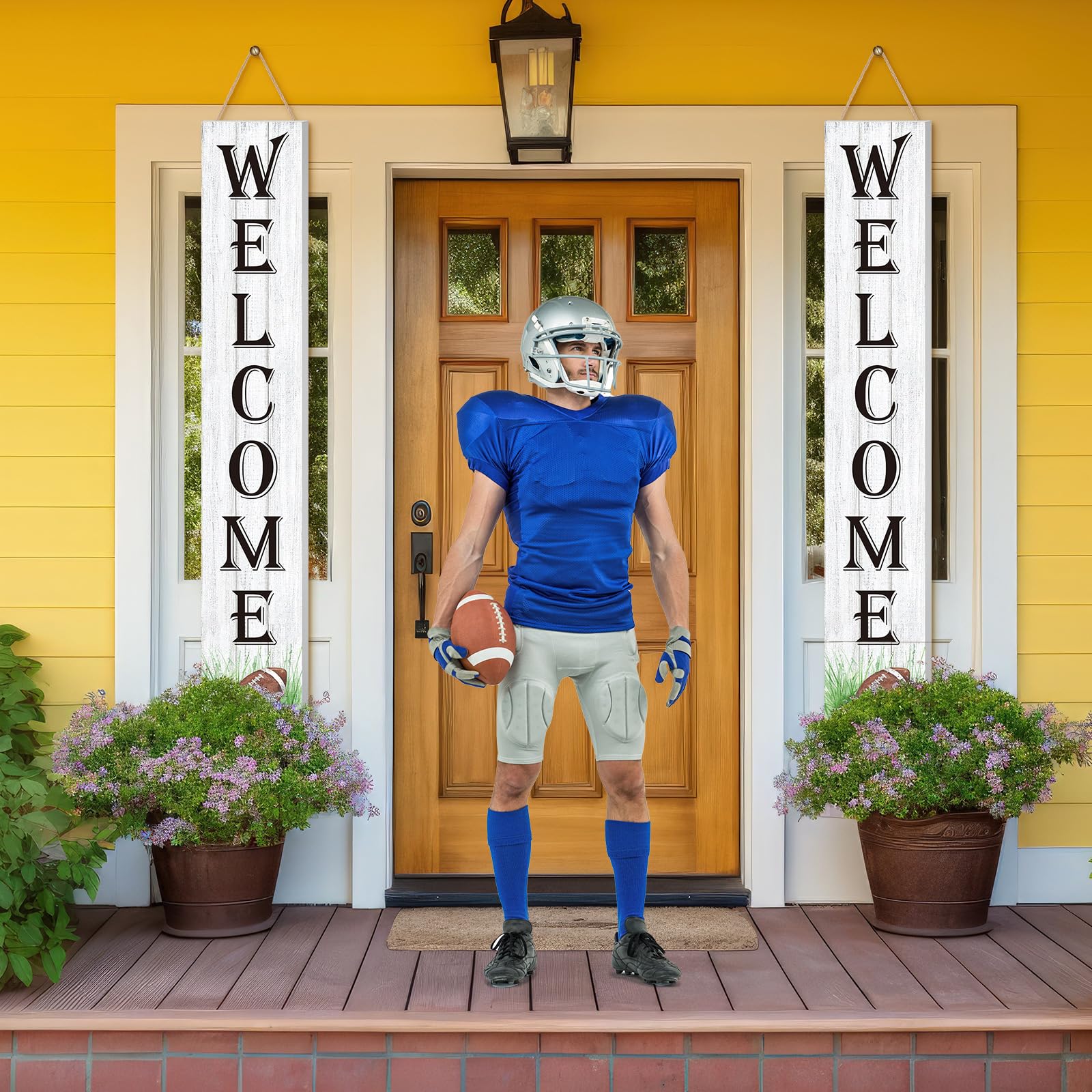 Memorywuu Fall Football Porch Sign against a seasonal backdrop