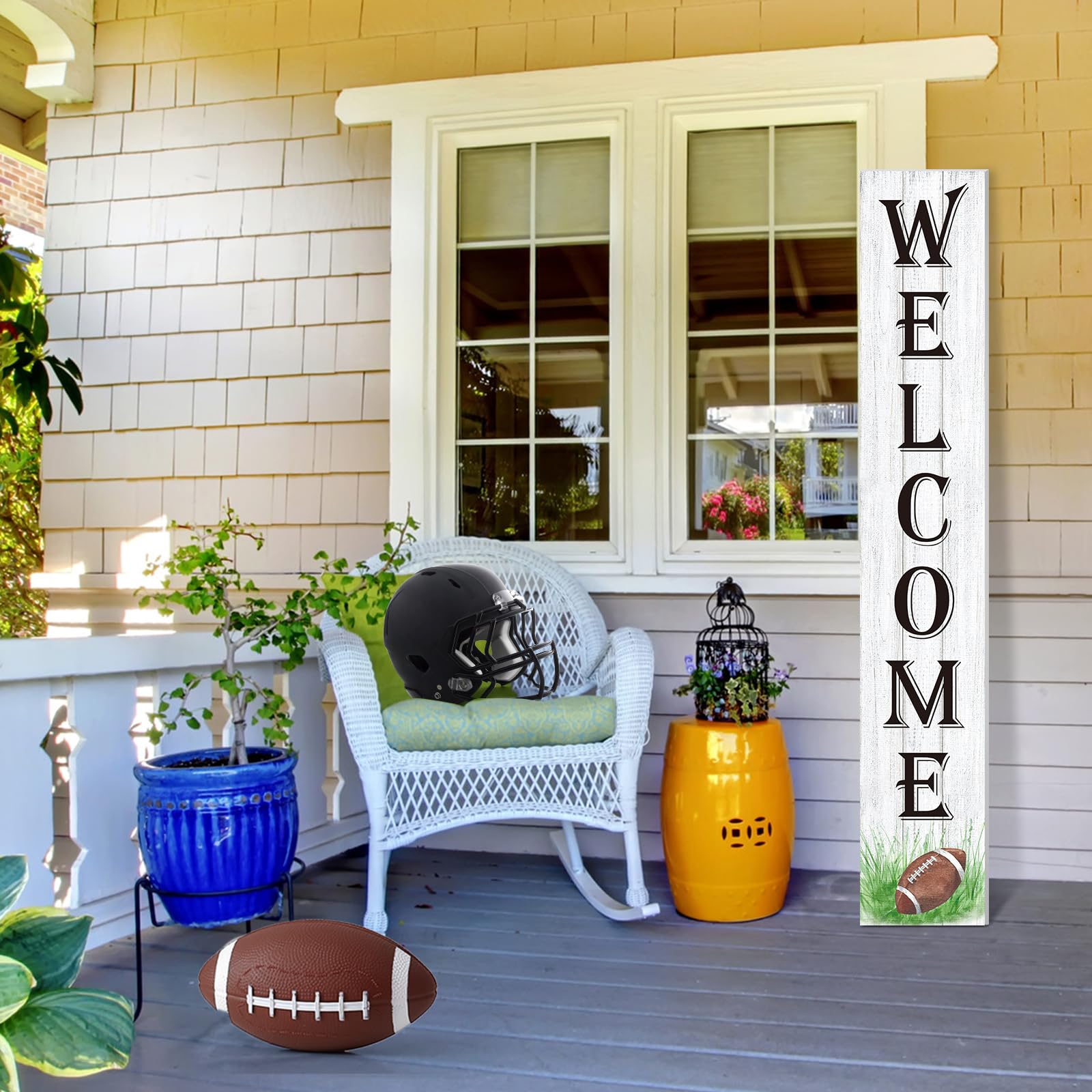 Memorywuu Fall Football Porch Sign with rope and screws included in the box