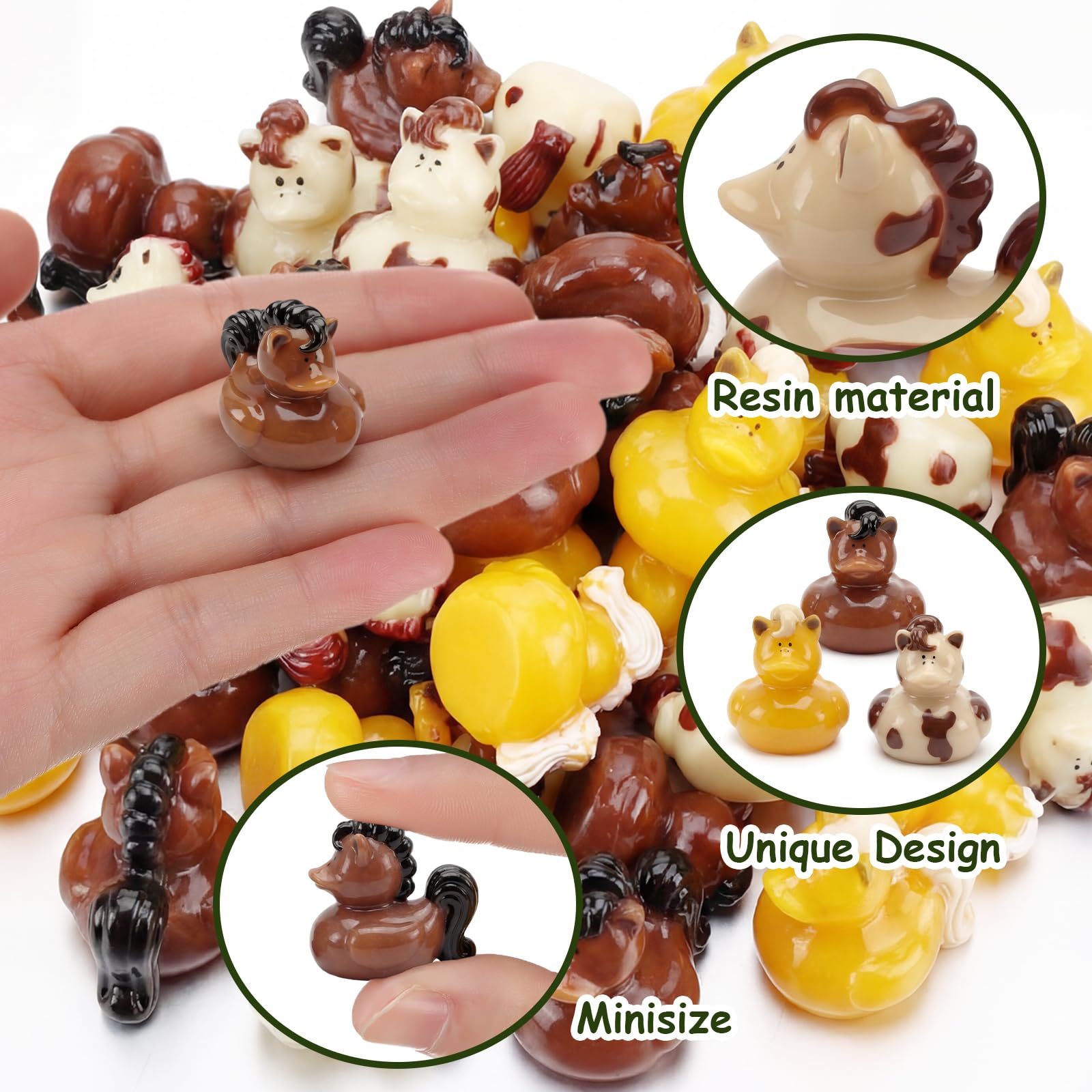 Memorywuu mini horse duck figurine in vibrant yellow color