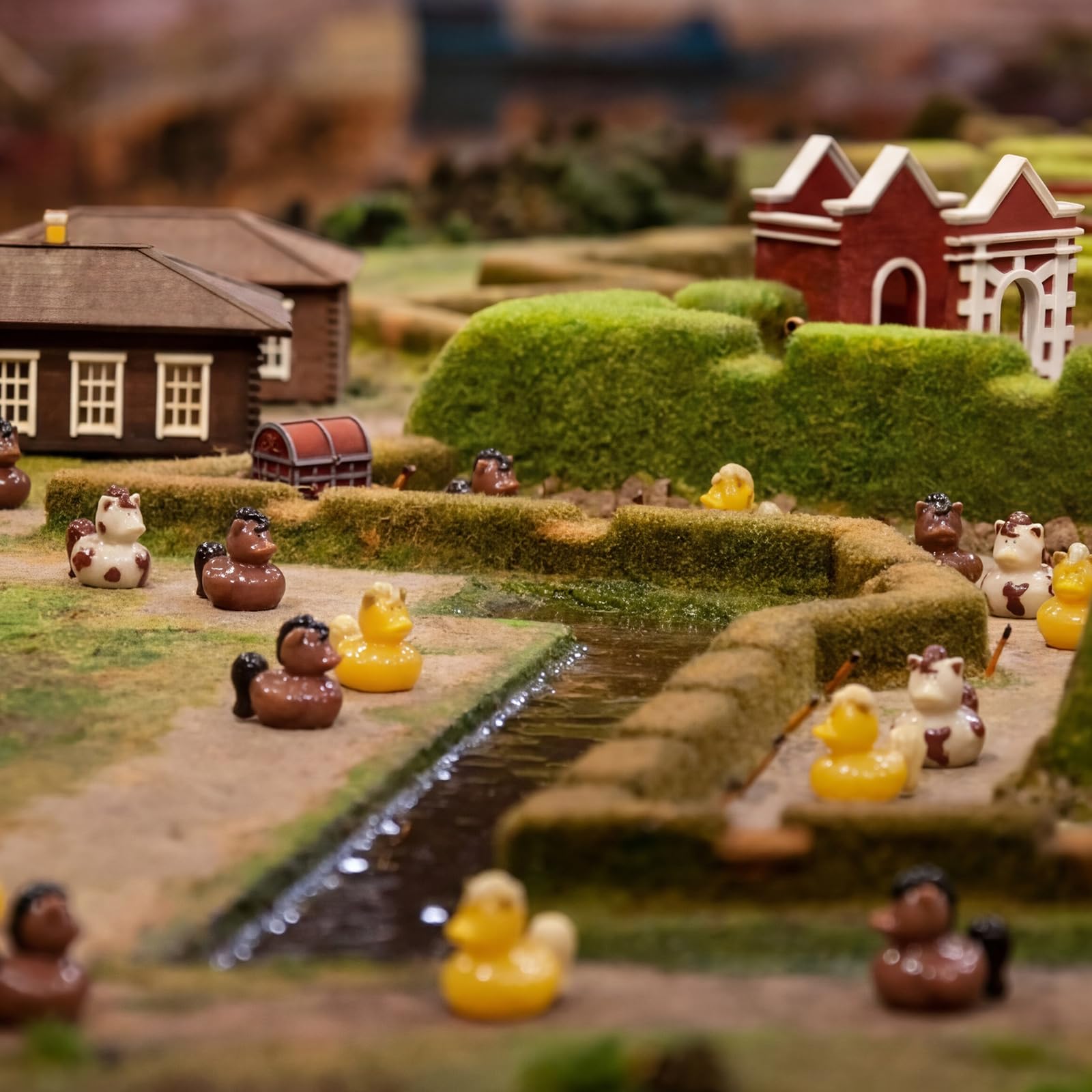 Memorywuu mini horse duck figurines in a decorative bowl