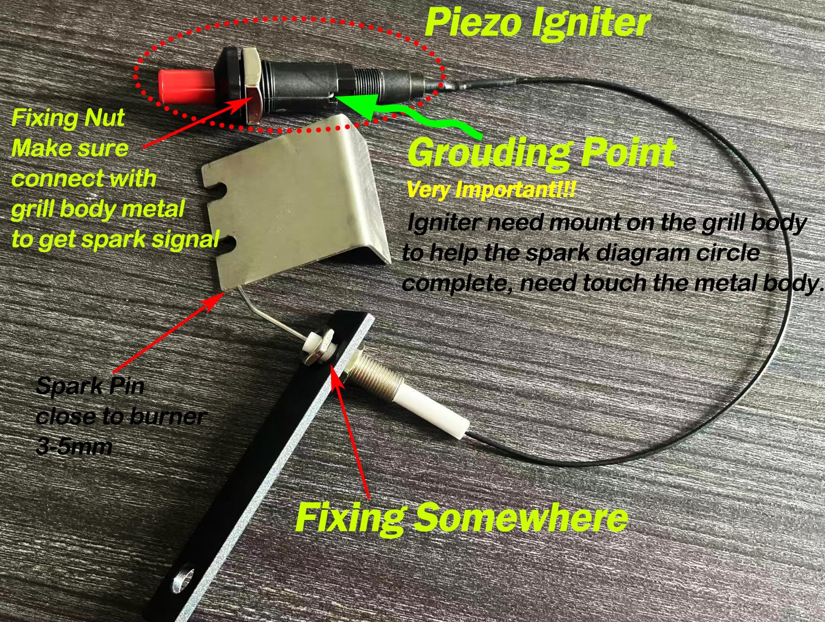 MENSI igniter kit showing installation instructions