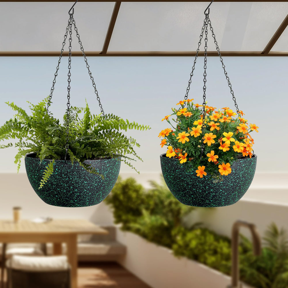 Meowell 10-inch hanging planter displayed with indoor plants