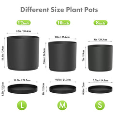 Meowell 10 inch tall cylinder plant pot in black