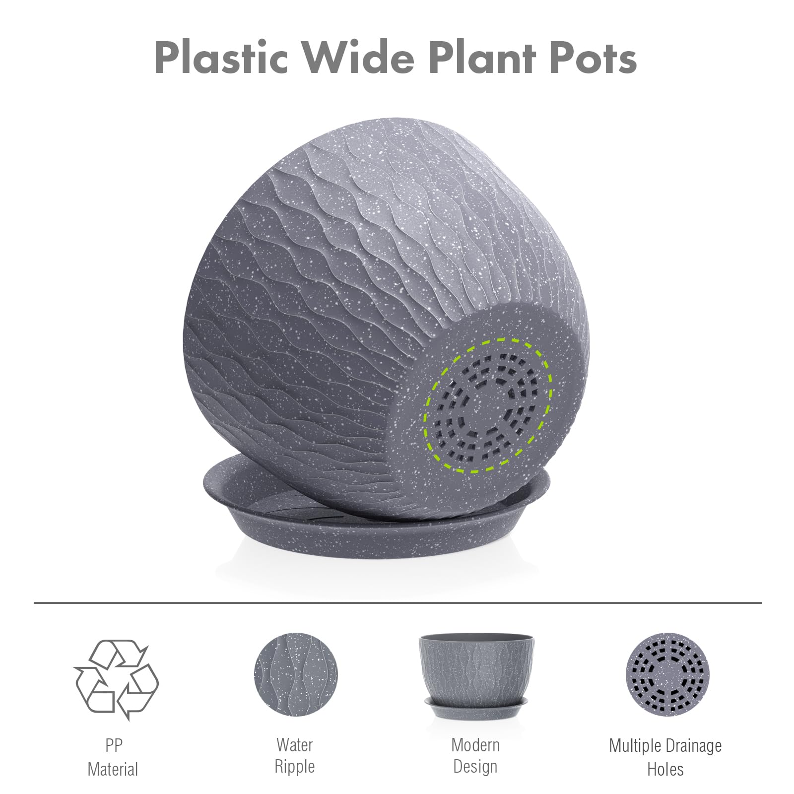 Meowell 12 inch flower pot with drainage saucer