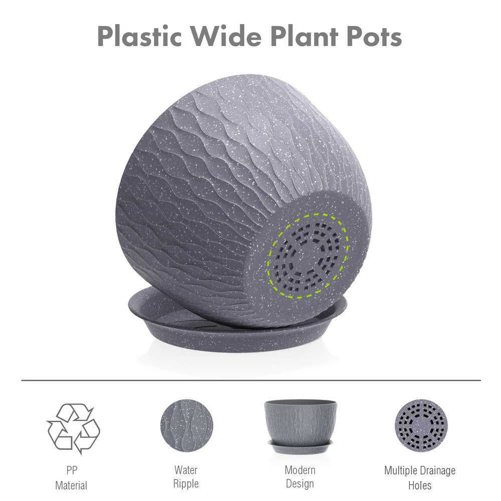 Meowell 12 inch flower pot with drainage saucer