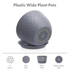 Meowell 12 inch flower pot with drainage saucer