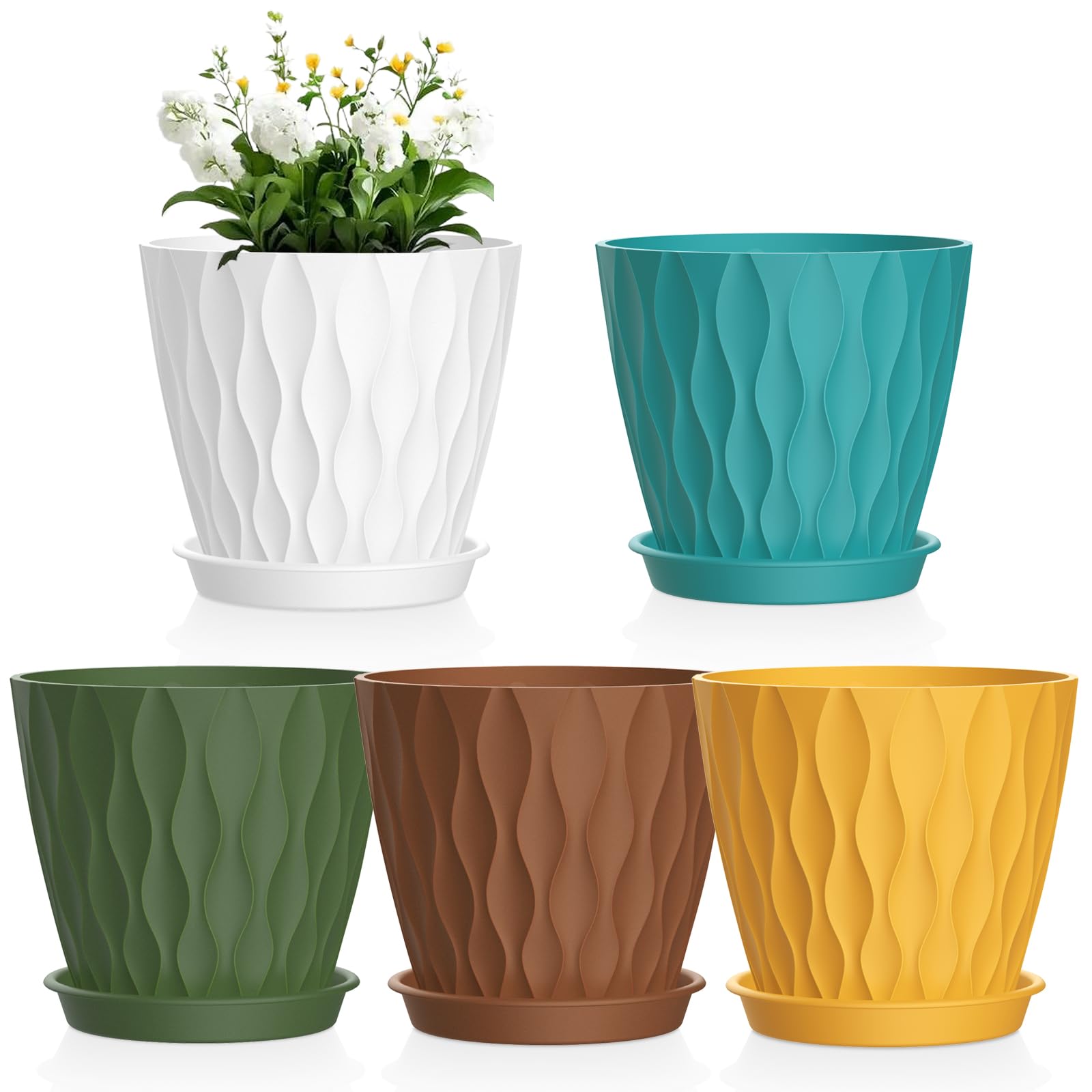 Meowell 4-inch colorful nursery pot set with saucers