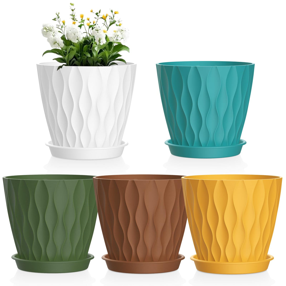 Meowell 4-inch colorful nursery pot set with saucers