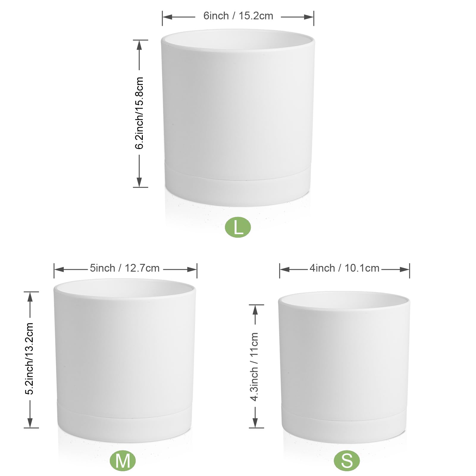 Meowell 5 inch white flower pot on a wooden table