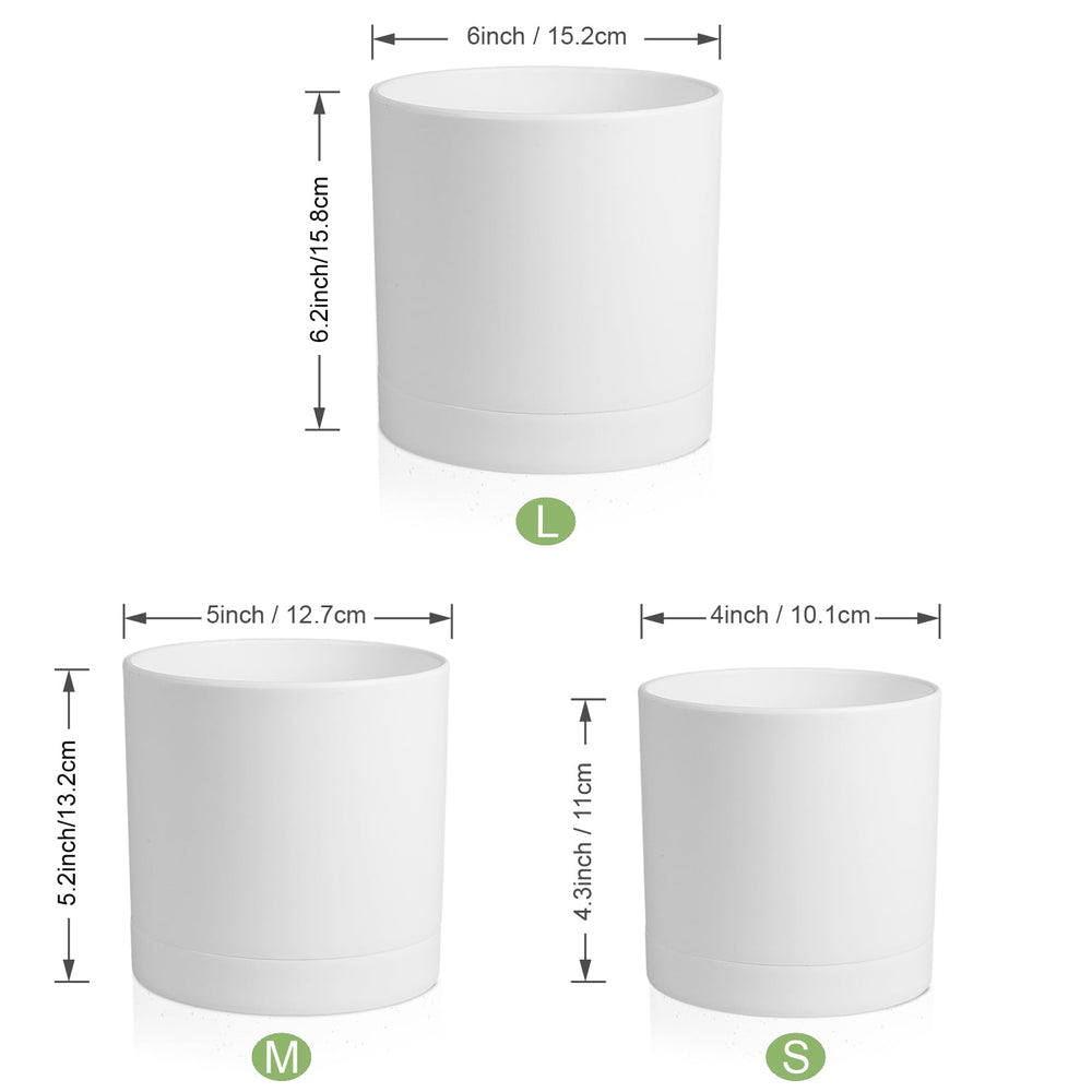 Meowell 5 inch white flower pot on a wooden table
