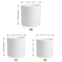Meowell 5 inch white flower pot on a wooden table