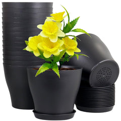 Meowell 6 inch black plastic nursery pot front view