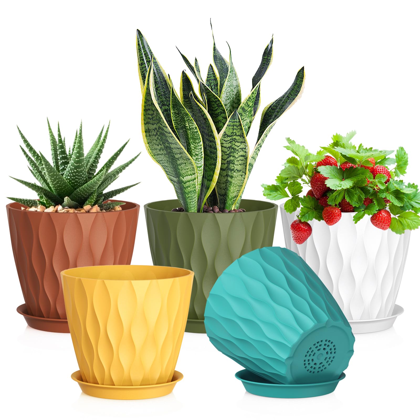 Meowell 7-inch plant pots multicolor front view