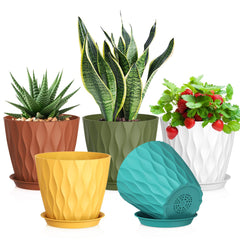 Meowell 7-inch plant pots multicolor front view
