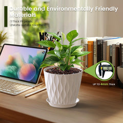 Meowell 7-inch plant pots on a windowsill with plants