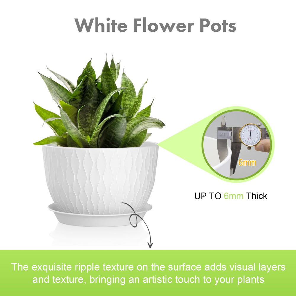 Meowell 9-inch large plant pot with drainage saucer