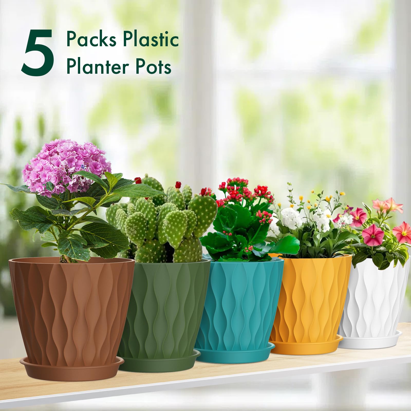 Meowell colorful nursery pots on a windowsill