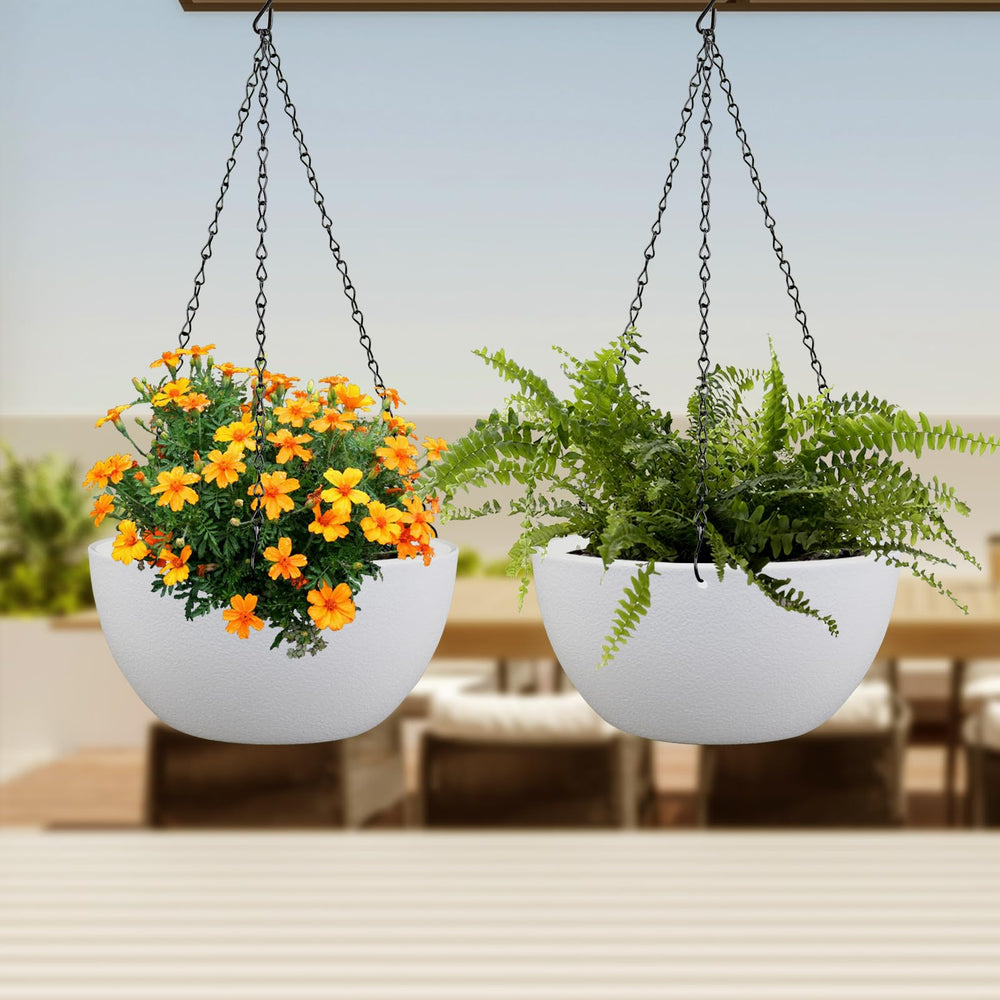 Meowell hanging planters displayed on a balcony