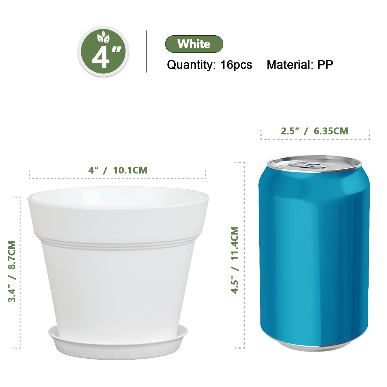 Meowell nursery pots with saucers, showing multiple pot angles