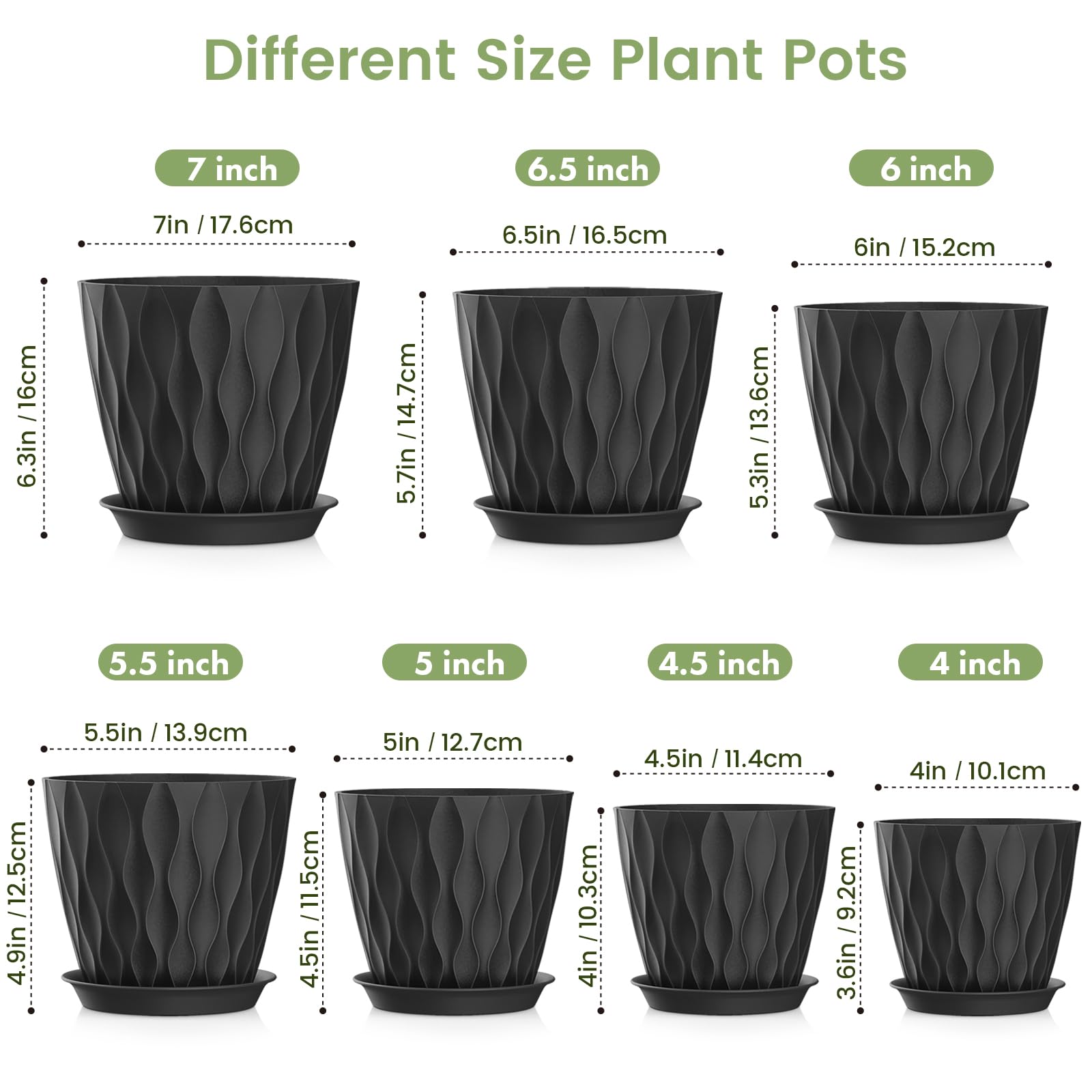 Meowell plant pots with wave texture detail
