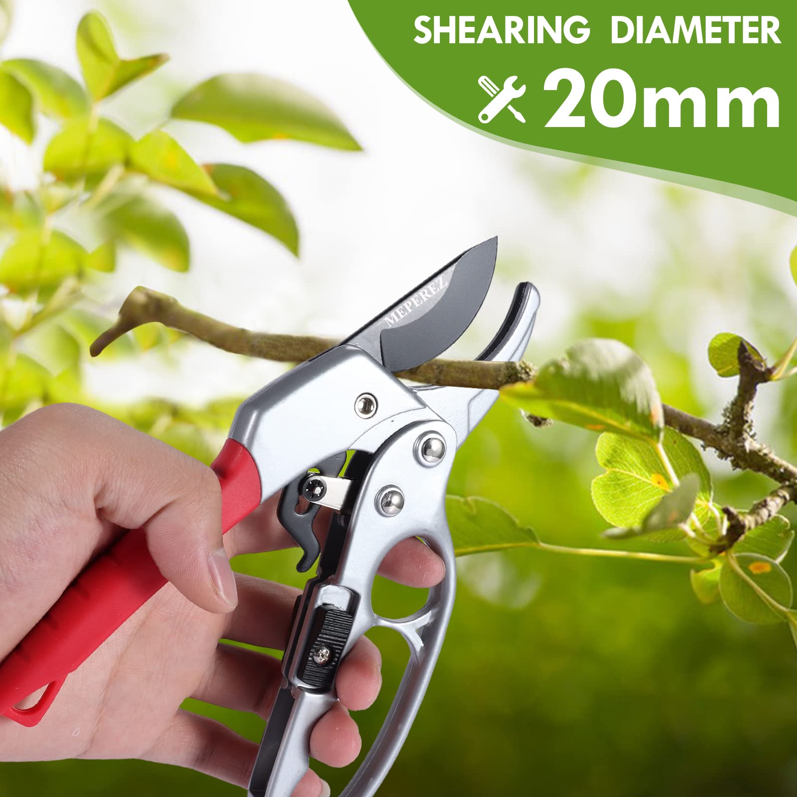 MEPEREZ Premium Pruning Shears close-up of blades